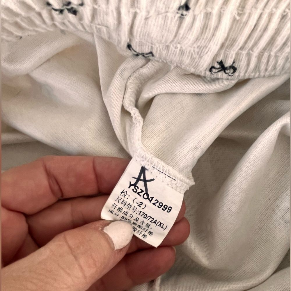 🌴 Bow Print Lounge Pants Women’s XL Soft Stretch Pajama Pants Cream Neutral - Picture 10 of 15
